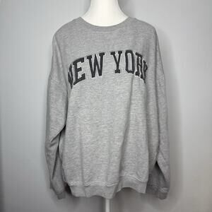 Go For It Gray NEW YORK Crewneck Sweatshirt Embroidered Lettering Size XL